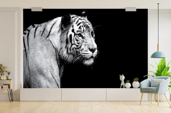 Behang - Fotobehang Tijger - Wilde dieren - Licht - Breedte 375 cm x hoogte 240 cm - Nr1Wallpaper