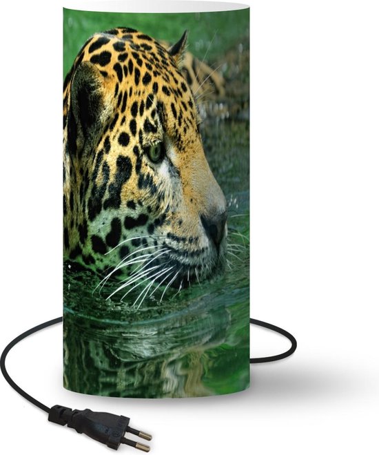 Lampe Jaguar - Jaguar nage dans l'eau de couleur verte - 33 cm de haut -  Ø16 cm - Y... | bol.com