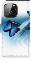 GSM Hoesje Geschikt voor iPhone 13 Pro Telefoonhoesje Portemonnee Vlinders