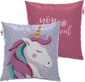 kussen Unicorn meisjes 40 x 40 cm polyester roze/blauw