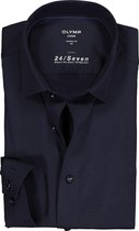 OLYMP Luxor 24/Seven modern fit overhemd - marine blauw tricot - Strijkvriendelijk - Boordmaat: 45