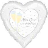 folieballon Alles Gute zur Hochzeit 55 x 55 cm wit