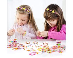 KIARA 2000PCS Kinderkralen Set, Doe-Het-Zelf Kralenkit voor Juwelen Maken Armband, Ketting, Haarband met Opbergdoos Kraal Knutselset voor Kinderen Peuters