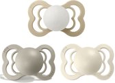BIBS Supreme Fopspeen | Bundel set 3 stuks | T1 | Maat 1 | 0-6 maanden | Latex | vanilla, Sand, Glow in the Dark Vanilla | Natuurrubber