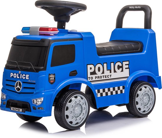 Milly Mally Loopauto Ride On Mercedes Antos Politie 60 Cm Blauw