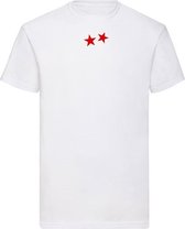 T-SHIRT RED STARS WHITE (L)