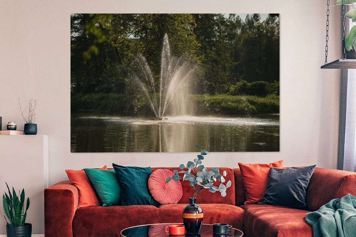 Canvas schilderij 180x120 cm - Wanddecoratie Waterfontein - Muurdecoratie woonkamer - Slaa