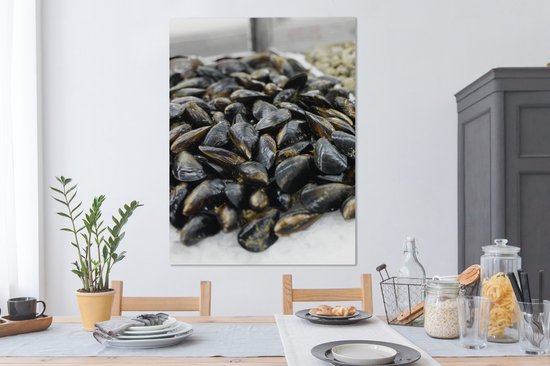 Canvas schilderij 90x120 cm - Wanddecoratie Mosselen als zeevruchten - Muurdecoratie woonkamer - Slaapkamer decoratie - Kamer accessoires - Schilderijen op canvas