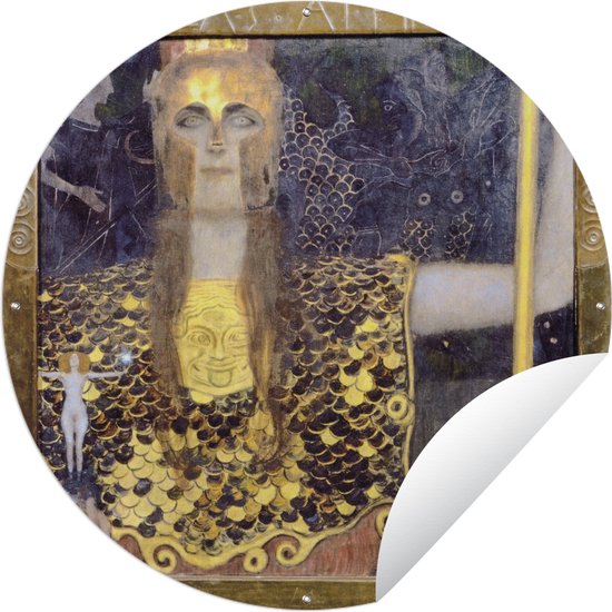 Tuincirkel Pallas Athene - schilderij van Gustav Klimt - 60x60 cm - Ronde Tuinposter - Buiten