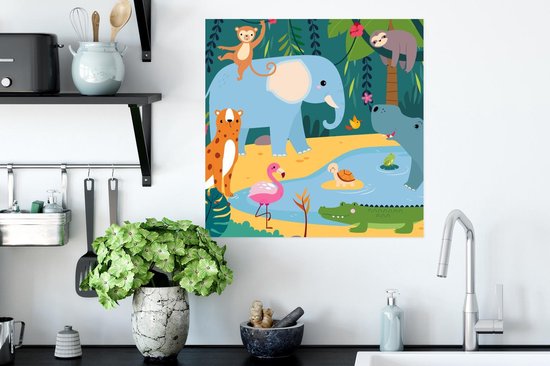Affiche Jungle - Éléphant - Animaux - 50x50 cm