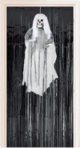 Halloween - Pack de décoration d' Horreur Poupée fantôme skelet suspendue avec rideau de porte noir - Décoration à thème Halloween