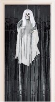 Halloween - Horror decoratie pakket hangende skelet geest pop met zwart deurgordijn - Halloween thema versiering