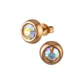 Zilveren oorbellen | Oorstekers | Rose gold plated oorstekers, kristal in meerdere kleuren
