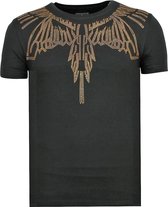 Eagle Glitter - Fun T shirt Heren - 6359Z - Zwart