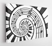 Pianotoetsenbord gedrukte muziek abstracte fractal spiraalpatroon achtergrond. - Modern Art Canvas - Horizontaal - 639812614 - 80*60 Horizontal