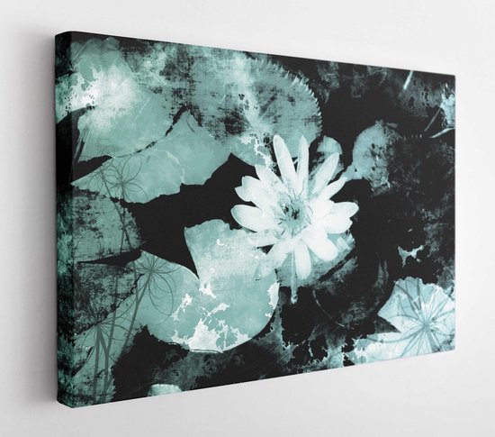 Tableau abstrait - peinture moderne - fleur vert 80X60, peinture