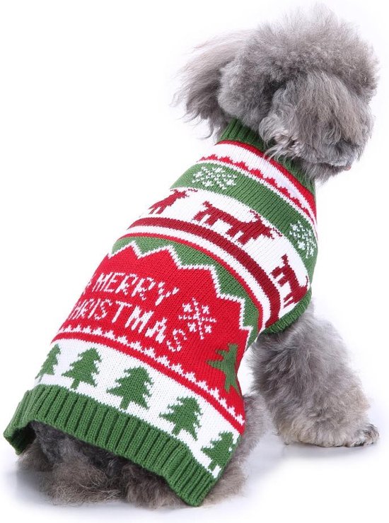 Kersttrui hond, grappige kersttrui hond met poten en sneeuwvlokken