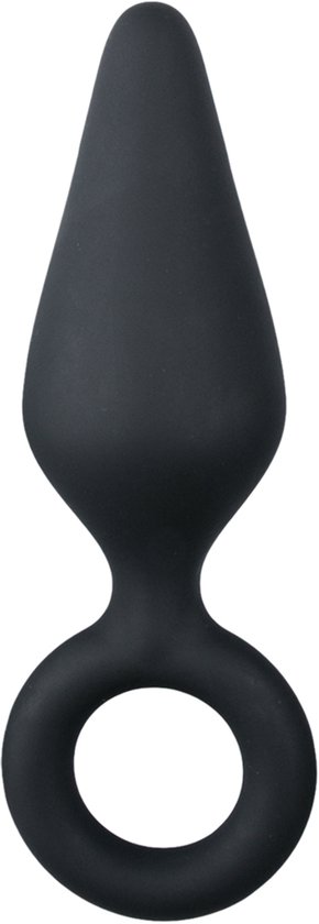 EasyToys Zwarte medium buttplug met trekring
