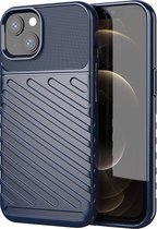 Mobigear Hoesje geschikt voor Apple iPhone 13 Mini Telefoonhoesje Flexibel TPU | Mobigear Groove Backcover | iPhone 13 Mini Case | Back Cover - Blauw
