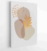 Gouden botanische muur kunst vector set. Earth tone boho gebladerte lijntekeningen tekenen met abstracte vorm. 3 - Moderne schilderijen – Verticaal – 1827200495 - 50*40 Vertical