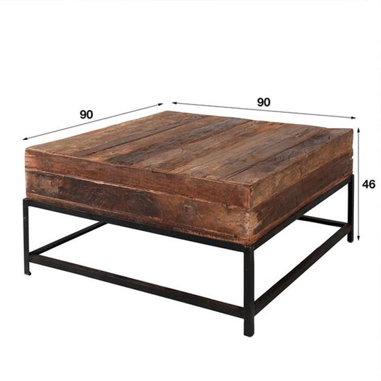 Industriële salontafel Rense vierkant 90 x 90 cm | bol.com