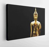 Onlinecanvas - Schilderij - Gouden Boeddhabeeld In Boeddhisme Zwarte Achtergrond. Moderne Horizontaal Horizontal - Multicolor - 80 X 60 Cm