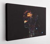 Portret van een meisje geschilderd in fluorescerend poeder. Halloween concept - Modern Art Canvas - Horizontaal - 1194541081 - 115*75 Horizontal