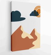 Aardetinten landschappen achtergronden instellen met maan en zon. Abstract Plant Art-ontwerp voor print, omslag, behang, minimale en natuurlijke kunst aan de muur. 1 - Moderne schi