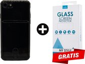 Crystal Backcase Transparant Shockproof Met Pasjeshouder Hoesje iPhone 7 Zwart - Gratis Screen Protector - Telefoonhoesje - Smartphonehoesje