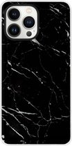 ADEL Siliconen Back Cover Softcase Hoesje Geschikt voor iPhone 13 Pro - Marmer Zwart