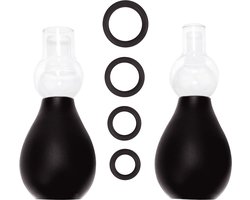 Ouch! Tepel Pomp Set met Ringen voor Verlenging Harde Tepels – Zwart