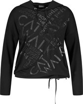 SAMOON Dames Shirt met capuchon en glitterprint Black gemustert-56
