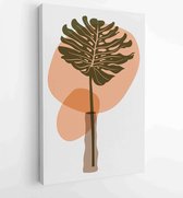 Botanische muur kunst vector set. Earth tone boho gebladerte lijntekeningen tekenen met abstracte vorm. 3 - Moderne schilderijen – Verticaal – 1870333147 - 40-30 Vertical