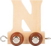 treinkarretje letter N hout beige 5 x 3,5 x 6 cm
