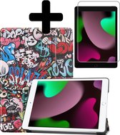 Hoes Geschikt voor iPad 10.2 2021 Hoes Luxe Hoesje Book Case Met Screenprotector - Hoesje Geschikt voor iPad 9 Hoes Cover - Graffity