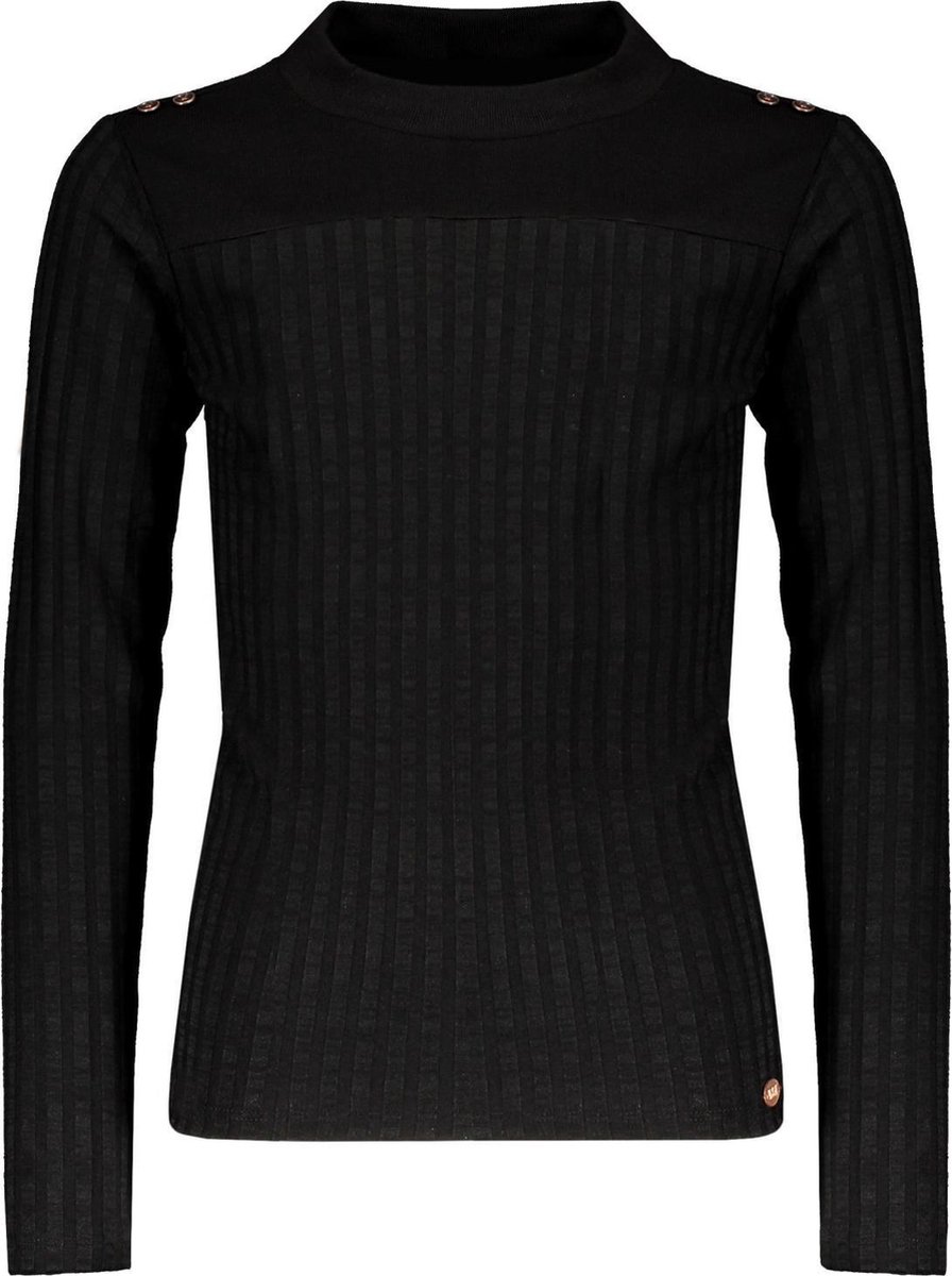 NoBell meiden rib shirt met knopen Karen Jet Black