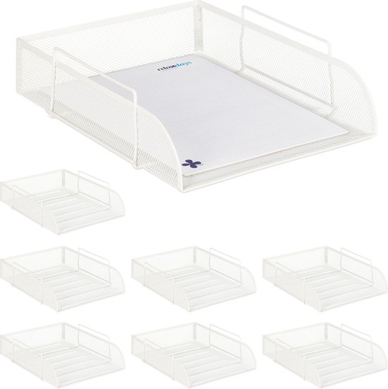 Relaxdays Range-Documents, Empilable, Horizontal, Aspect Maille, Métal, HxLxP: 8,5 X 36 X 25 Cm