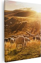 Artaza - Peinture sur toile - Moutons dans les collines au coucher du soleil - 40x50 - Photo sur toile - Impression sur toile