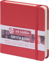 Schetsboek - Tekenboek - Harde kaft - Met Elastiek - Rood - 12x12cm - 140gr - 80 blz - Talens