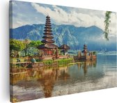 Artaza Canvas Schilderij Pura Tempel in Bali op het meer Beratan - 90x60 - Foto Op Canvas - Canvas Print - Muurdecoratie