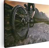 Artaza Canvas Schilderij Moutainbike Fietser in de Bergen - 40x30 - Klein - Foto Op Canvas - Canvas Print