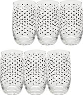 Clayre & Eef Waterglas set van 6 7*13 cm / 320 ml Transparant Glas Hartjes Drinkbeker Drinkglas Sapglas