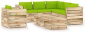 Decoways - 8-delige Loungeset met kussens groen geïmpregneerd hout