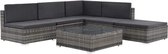 Decoways - 6-delige Loungeset met kussens poly rattan grijs