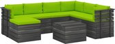 Decoways - 8-delige Loungeset pallet met kussens massief grenenhout