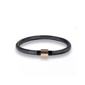 Gevlochten Leren Armband met Stalen Sluiting | Rond | Zilver&Zwart | Armband Mannen | Armband Heren | Heren Armband | Cadeau voor Man | Mannen Cadeautjes | Pasen | koningsdag