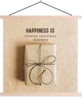 Posterhanger incl. Poster 120x120 cm - Schoolplaat - Kerst - Cadeau - Quote - Textielposter - Blanke latten