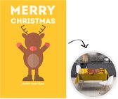 Kerst Tafelkleed - Kerstmis Decoratie - Tafellaken - Kerst - Quotes - Illustratie - Rendier - Merry Christmas - Geel - 180x260 cm - Kerstmis Versiering
