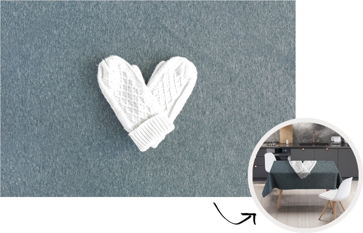 Tafelkleed - Tafellaken - 220x150 cm - Winter - Handschoenen - Hart - Binnen en Buiten