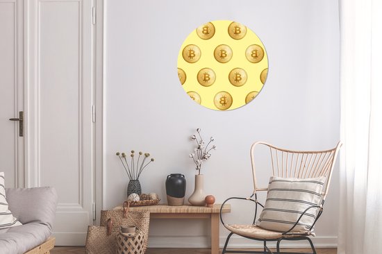 WallCircle - Wall Circle - Wall Circle Indoor - Bitcoin - Or - Motifs - Jaune - 60x60 cm - Décoration murale - Peintures Ronds